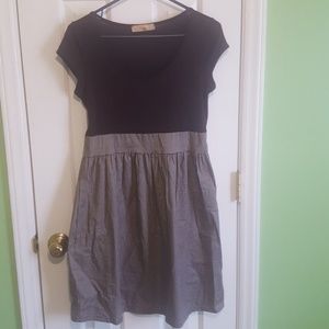 Brown mixed pattern and solid dress